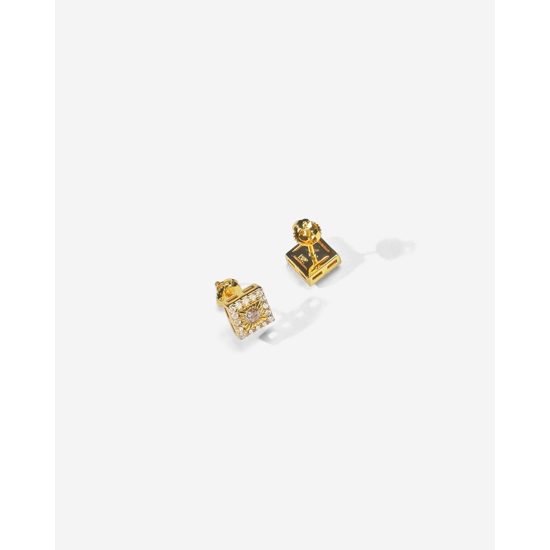 Radiant Square Moissanite Earrings With Premium Gold Plating