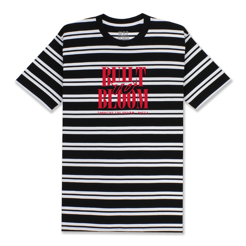 BUILT T-SHIRT - BLACK/WHITE STRIPE (BUILT TO BLOOM)